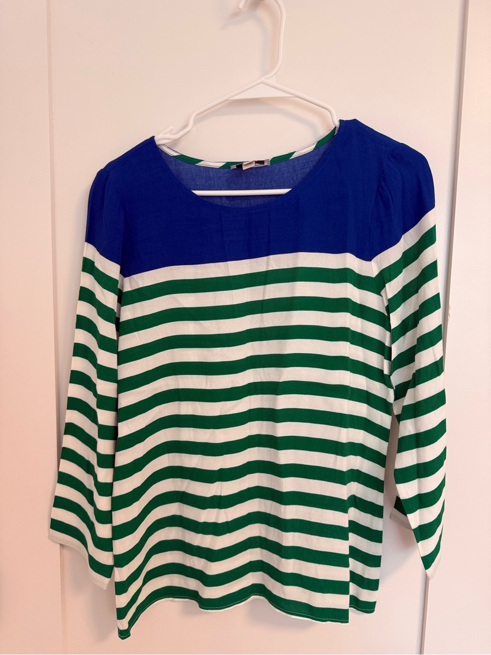 J.Crew Blue and Green Stripe Long Sleeve Top